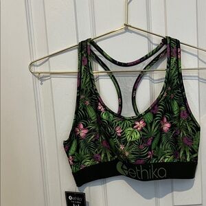 Ethika Women's Tropical Green and Purple Sports Bra
